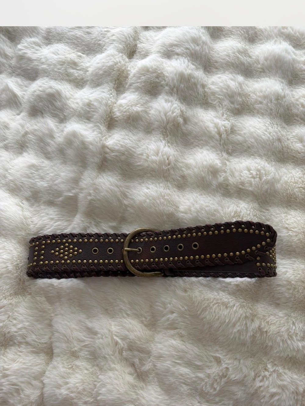 Princess Polly Brown Studded Leather Belt with Antique Buckle